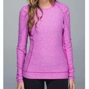 Like New Lululemon Think Fast Long Sleeve Heathered Ultra Violet Pink Size 2